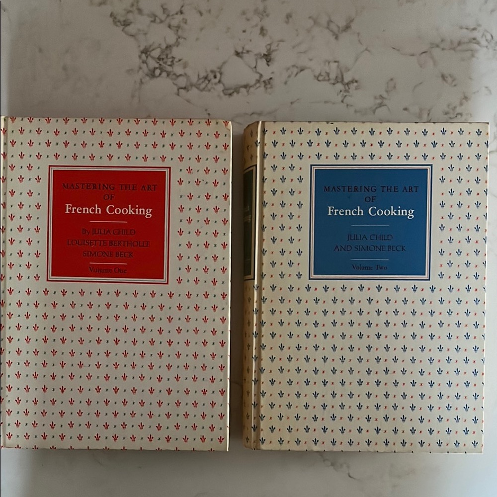 Mastering the Art of French Cooking by Julia Child, Volume 1 and 2 set, vintage